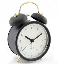 Load image into Gallery viewer, Black &amp; Gold Metal Alarm Clock
