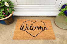 Load image into Gallery viewer, Coir Doormat with Welcome &amp; Heart Shape
