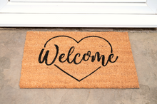 Load image into Gallery viewer, Coir Doormat with Welcome &amp; Heart Shape
