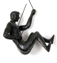 Load image into Gallery viewer, Abseiling Man Looking Down Ornament Black
