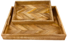 Load image into Gallery viewer, Herringbone Square Wood Rustic Trays Set of 2
