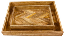 Load image into Gallery viewer, Herringbone Square Wood Rustic Trays Set of 2
