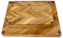 Load image into Gallery viewer, Herringbone Square Wood Rustic Trays Set of 2
