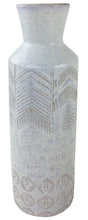 Load image into Gallery viewer, White Herringbone Textured Stoneware Vase 44cm
