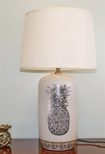 Load image into Gallery viewer, Black &amp; White Ceramic Lamp with Pineapple Design 69cm
