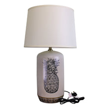 Load image into Gallery viewer, Black &amp; White Ceramic Lamp with Pineapple Design 69cm
