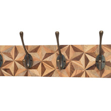 Load image into Gallery viewer, Aztec Design Wooden Plinth, 4 Double Coat Hooks
