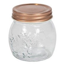 Load image into Gallery viewer, Kitchen Glass Embossed Storage Jar With Copper Screw Lid - Small
