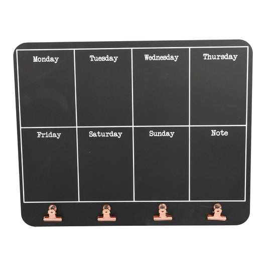 Black Weekly Memo Board With Copper Clips