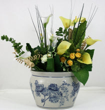 Load image into Gallery viewer, Ceramic Planter, Vintage Blue &amp; White Magnolia Design
