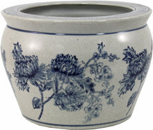 Load image into Gallery viewer, Ceramic Planter, Vintage Blue &amp; White Magnolia Design
