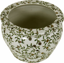 Load image into Gallery viewer, Ceramic Planter, Vintage Green &amp; White Floral Design
