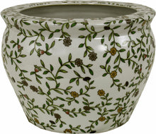 Load image into Gallery viewer, Ceramic Planter, Vintage Green &amp; White Floral Design
