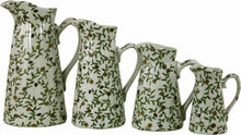 Load image into Gallery viewer, Set of 4 Ceramic Jugs, Vintage Green &amp; White Floral Design
