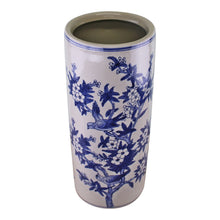 Load image into Gallery viewer, Umbrella Stand, Vintage Blue &amp; White Bird Design
