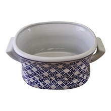 Load image into Gallery viewer, Set of 2 Ceramic Footbath Planters, Vintage Blue &amp; White Geometric Design
