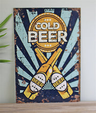 Load image into Gallery viewer, Vintage Metal Sign - Cold Beer
