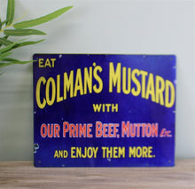 Load image into Gallery viewer, Vintage Metal Sign - Retro Advertising - Colmans Mustard
