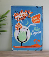 Load image into Gallery viewer, Vintage Metal Sign - Blue Lagoon Cocktail Lounge
