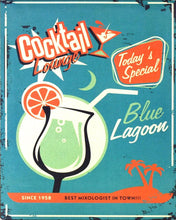 Load image into Gallery viewer, Vintage Metal Sign - Blue Lagoon Cocktail Lounge
