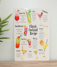 Load image into Gallery viewer, Vintage Metal Sign - Classic Cocktail Recipes
