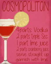 Load image into Gallery viewer, Vintage Metal Sign - Cosmopolitan Cocktail Recipe
