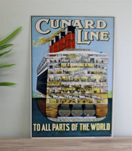 Load image into Gallery viewer, Vintage Metal Sign - Retro Advertising - Cunard Line
