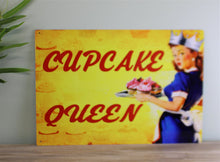 Load image into Gallery viewer, Vintage Metal Sign - Pin Up Girl, Cupcake Queen
