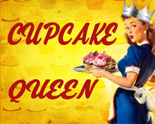 Load image into Gallery viewer, Vintage Metal Sign - Pin Up Girl, Cupcake Queen
