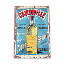 Load image into Gallery viewer, Vintage Metal Sign - Retro Advertising, Camomile Liqueur
