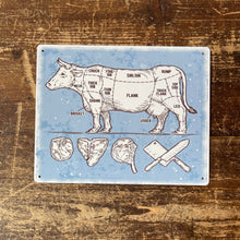 Load image into Gallery viewer, Vintage Metal Sign - Butchers Cuts of Beef Retro Sign
