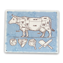 Load image into Gallery viewer, Vintage Metal Sign - Butchers Cuts of Beef Retro Sign
