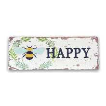 Load image into Gallery viewer, Vintage Metal Sign - Bee Happy Wall Sign
