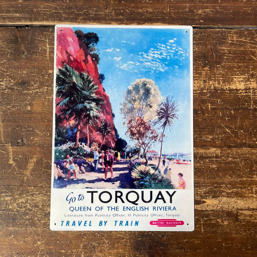 Vintage Metal Sign - British Railways Retro Advertising, Torquay Queen Of The English Riviera