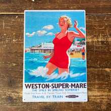 Load image into Gallery viewer, Vintage Metal Sign - British Railways Retro Advertising, Weston-Super-Mare, Somerset
