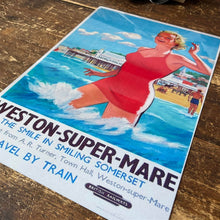 Load image into Gallery viewer, Vintage Metal Sign - British Railways Retro Advertising, Weston-Super-Mare, Somerset
