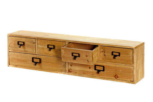 Wide 6 Drawers Wood Storage Organizer 80 x 15 x 20 cm