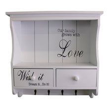 Load image into Gallery viewer, Wall Unit in White with Hooks, Drawers &amp; Shelf
