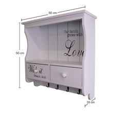 Load image into Gallery viewer, Wall Unit in White with Hooks, Drawers &amp; Shelf
