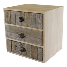 Load image into Gallery viewer, 3 Drawer Unit, Driftwood Effect Drawers With Pebble Handles
