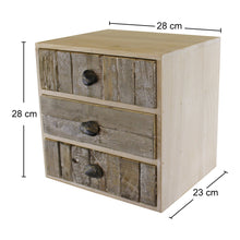 Load image into Gallery viewer, 3 Drawer Unit, Driftwood Effect Drawers With Pebble Handles
