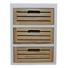 Load image into Gallery viewer, 3 Drawer Unit In White With Natural Wooden Drawers With Removable Legs
