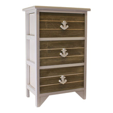 Load image into Gallery viewer, Chest Of 3 Drawers With Nautical Anchor Handles In Grey &amp; White
