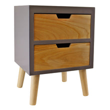 Load image into Gallery viewer, 2 Drawer Chest In Grey Finish With Natural Drawers &amp; Removable Legs
