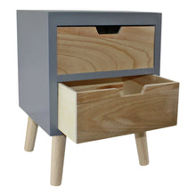 Load image into Gallery viewer, 2 Drawer Chest In Grey Finish With Natural Drawers &amp; Removable Legs
