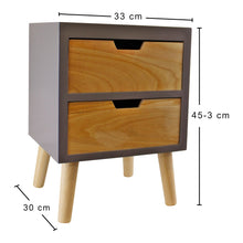 Load image into Gallery viewer, 2 Drawer Chest In Grey Finish With Natural Drawers &amp; Removable Legs
