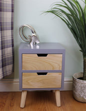 Load image into Gallery viewer, 2 Drawer Chest In Grey Finish With Natural Drawers &amp; Removable Legs
