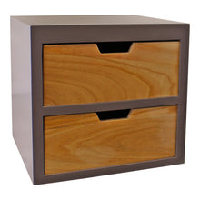 Load image into Gallery viewer, 2 Drawer Chest In Grey Finish With Natural Drawers &amp; Removable Legs
