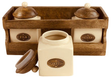 Load image into Gallery viewer, Wooden Rack with 3 Ceramic Jars
