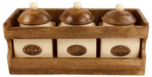 Load image into Gallery viewer, Wooden Rack with 3 Ceramic Jars
